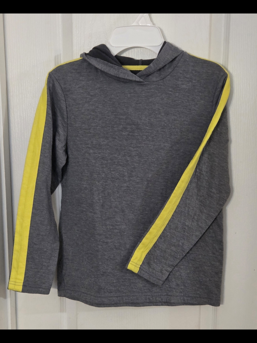 urban pipeline Gray Hoodie with Yellow Sleeve Stripe